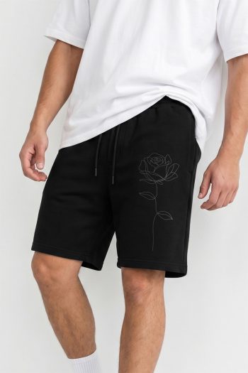 Ανδρικό Σορτς Regular Fit σε Μαύρο Χρώμα, Black Rose Outline