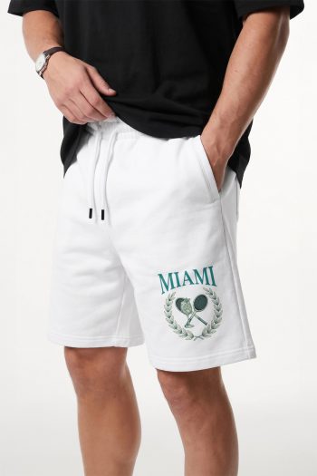 Βερμούδα Ανδρική σε Λευκό Χρώμα, Miami Laurel Tennis Palm