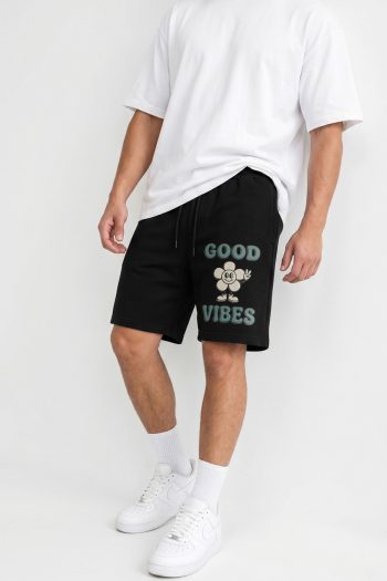Βερμούδα Ανδρική σε Μαύρο Χρώμα, Good Vibes Character