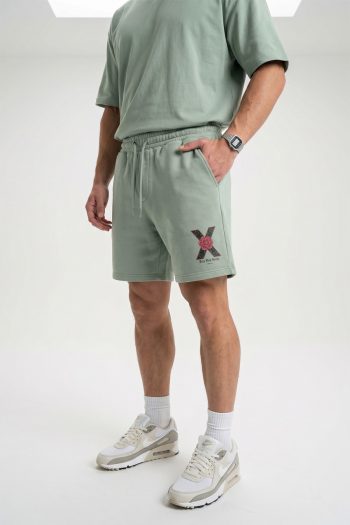 Ανδρικό Σορτς Regular Fit σε Φασκόμηλο Χρώμα, Rose X Graphic
