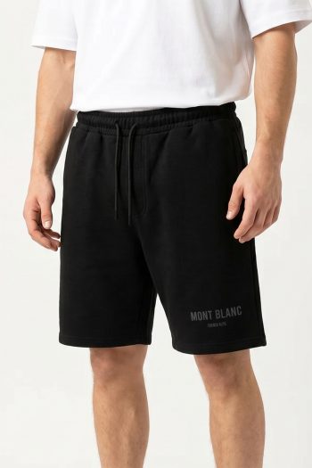 Mont Blanc Logo, Ανδρικό Σορτσάκι σε Μαύρο Χρώμα