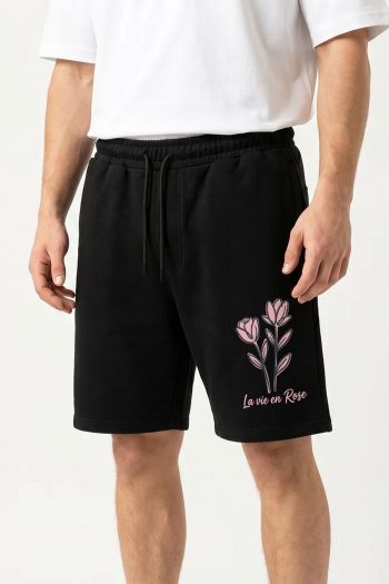 Βερμούδα Ανδρική σε Μαύρο Χρώμα, Love Rose Stem