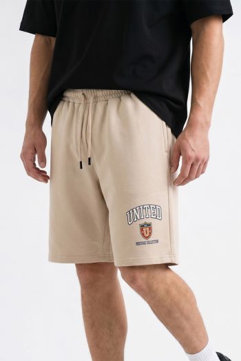 Ανδρικό Σορτς Regular Fit σε Εκρού Χρώμα, United Shield Varsity
