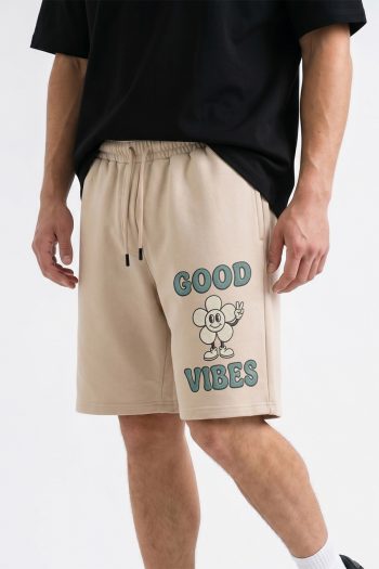 Βερμούδα Ανδρική σε Εκρού Χρώμα, Good Vibes Character