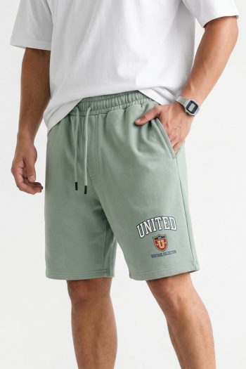 Ανδρικό Σορτς Regular Fit σε Φασκόμηλο Χρώμα, United Shield Varsity