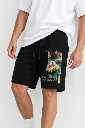 Regular Fit Σορτσάκι σε Μαύρο Χρώμα, Mediterranean Beach Poster