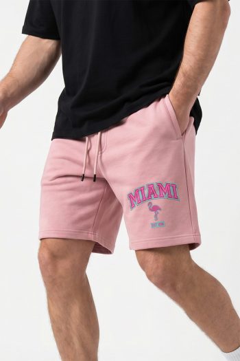 Ανδρικό Σορτς Regular Fit σε Ροζ Χρώμα, Miami Flamingo Club