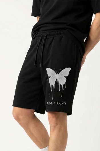 Ανδρικό Σορτσάκι σε Μαύρο Χρώμα, Dripping Butterfly United
