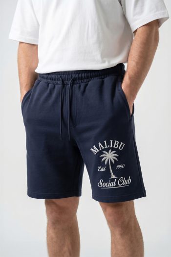 Βαμβακερή Βερμούδα σε Μπλε Χρώμα, Malibu Social Club