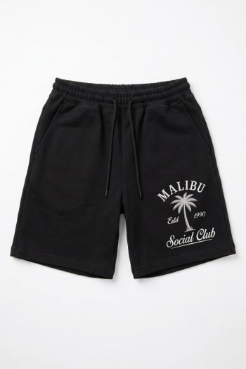 Βαμβακερή Βερμούδα σε Μαύρο Χρώμα, Malibu Social Club