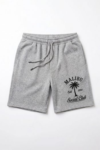 Βαμβακερή Βερμούδα σε Γκρι Χρώμα, Malibu Social Club