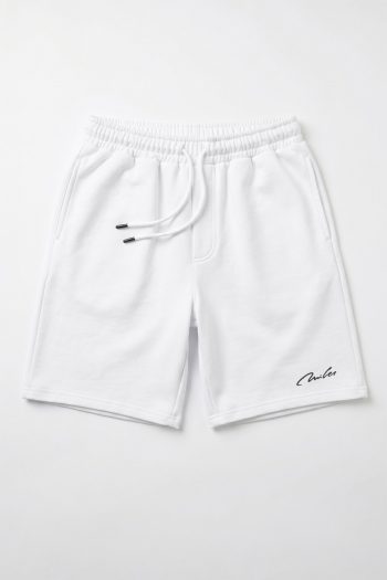 Βαμβακερή Βερμούδα σε Λευκό Χρώμα, Subtle United Script Mark