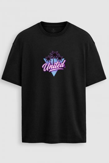Oversized T-Shirt σε Μαύρο Χρώμα με σχέδιο, United Palm Sunset
