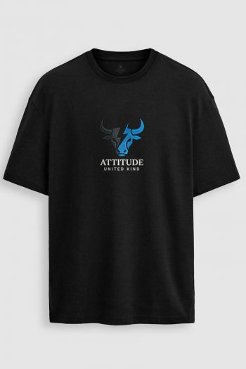 Oversized T-Shirt σε Μαύρο Χρώμα με σχέδιο, Blue Attitude Bull