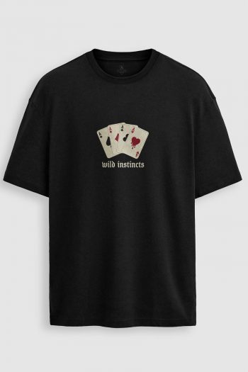Oversized T-Shirt σε Μαύρο Χρώμα με σχέδιο, Wild Instincts