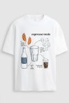Oversized T-Shirt σε Λευκό Χρώμα με σχέδιο, Espresso Tonic