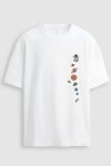 Oversized T-Shirt σε Λευκό Χρώμα με σχέδιο, Galaxy Charm Chain
