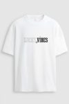 Oversized T-Shirt σε Λευκό Χρώμα με σχέδιο, Lucky Vibes Moment