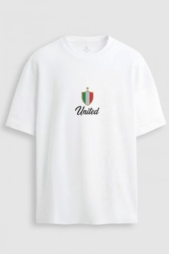 Oversized T-Shirt σε Λευκό Χρώμα με σχέδιο, Italia Token Centered