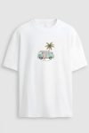 Oversized T-Shirt σε Λευκό Χρώμα με σχέδιο, Palm Camper