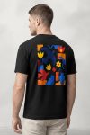 Bold Floral Abstract,T-Shirt σε Μαύρο Χρώμα