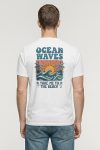 Ocean Waves Beach Poster,T-Shirt σε Λευκό Χρώμα