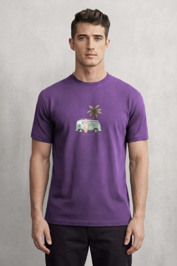 Palm Camper,T-Shirt σε Μωβ Χρώμα