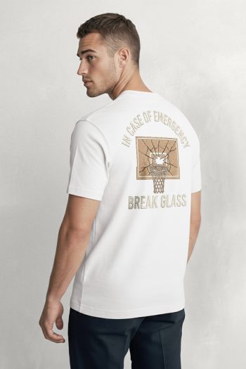 Emergency Basketball Hoop Golden,T-Shirt σε Λευκό Χρώμα