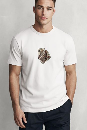 Vintage Card Stack,T-Shirt σε Λευκό Χρώμα