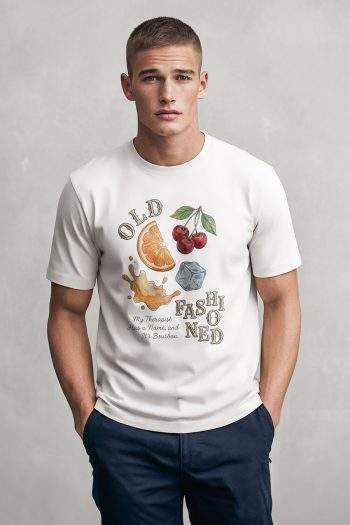 Old Fashioned Cocktail,T-Shirt σε Λευκό Χρώμα