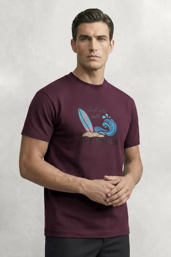 Surf Sail,T-Shirt σε Μπορντώ Χρώμα