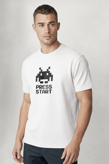 Pixel Race Start,T-Shirt σε Λευκό Χρώμα
