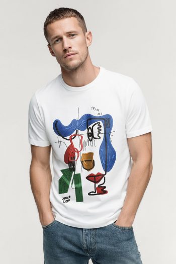 Abstract Face,T-Shirt σε Λευκό Χρώμα