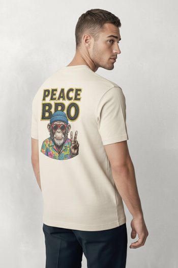 Peace Monkey Portrait,T-Shirt σε Εκρού Χρώμα