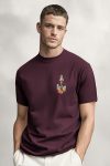 Rocket Launch Badge,T-Shirt σε Μπορντώ Χρώμα