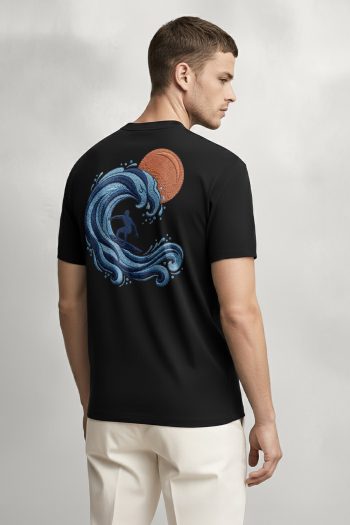 Great Wave Surfer, Μπλούζα T-Shirt σε Μαύρο Χρώμα