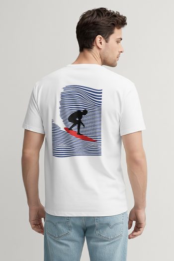 Night Wave Surfer,T-Shirt σε Λευκό Χρώμα