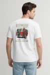Oceanside Red Beach Van Back,T-Shirt σε Λευκό Χρώμα