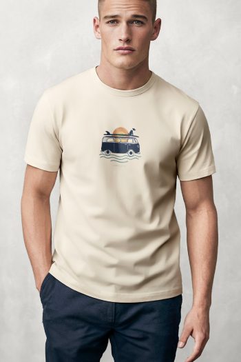 Coastal Camper Van,T-Shirt σε Εκρού Χρώμα