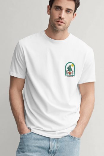 Desert Cactus Window,T-Shirt σε Λευκό Χρώμα