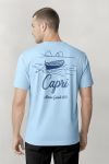 Capri Boat Line Art,T-Shirt σε Γαλάζιο Χρώμα