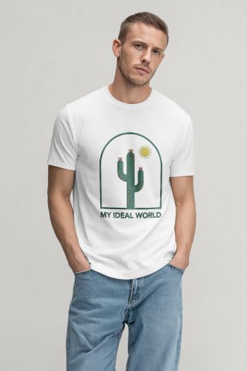 Cactus World,T-Shirt σε Λευκό Χρώμα