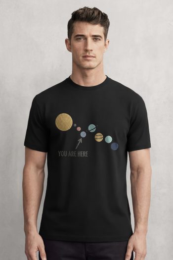 Solar System Map,T-Shirt σε Μαύρο Χρώμα