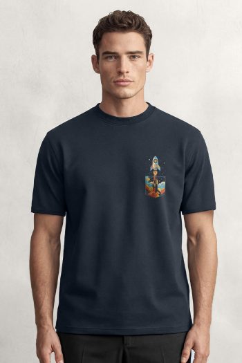Rocket Launch Badge,T-Shirt σε Μπλε Χρώμα