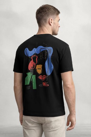 Abstract Cocktail Face,T-Shirt σε Μαύρο Χρώμα