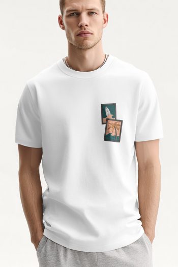 Palm Postcard,T-Shirt σε Λευκό Χρώμα