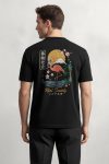 Japan Flamingo Scene,T-Shirt σε Μαύρο Χρώμα