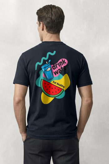 Drink Water Eat Fruit,T-Shirt σε Μπλε Χρώμα
