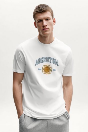Argentina Sun Crest,T-Shirt σε Λευκό Χρώμα