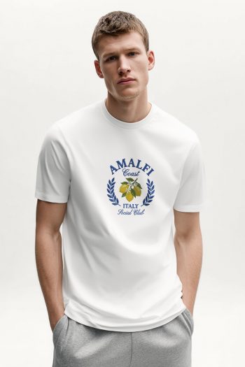 Amalfi Lemon Centered,T-Shirt σε Λευκό Χρώμα
